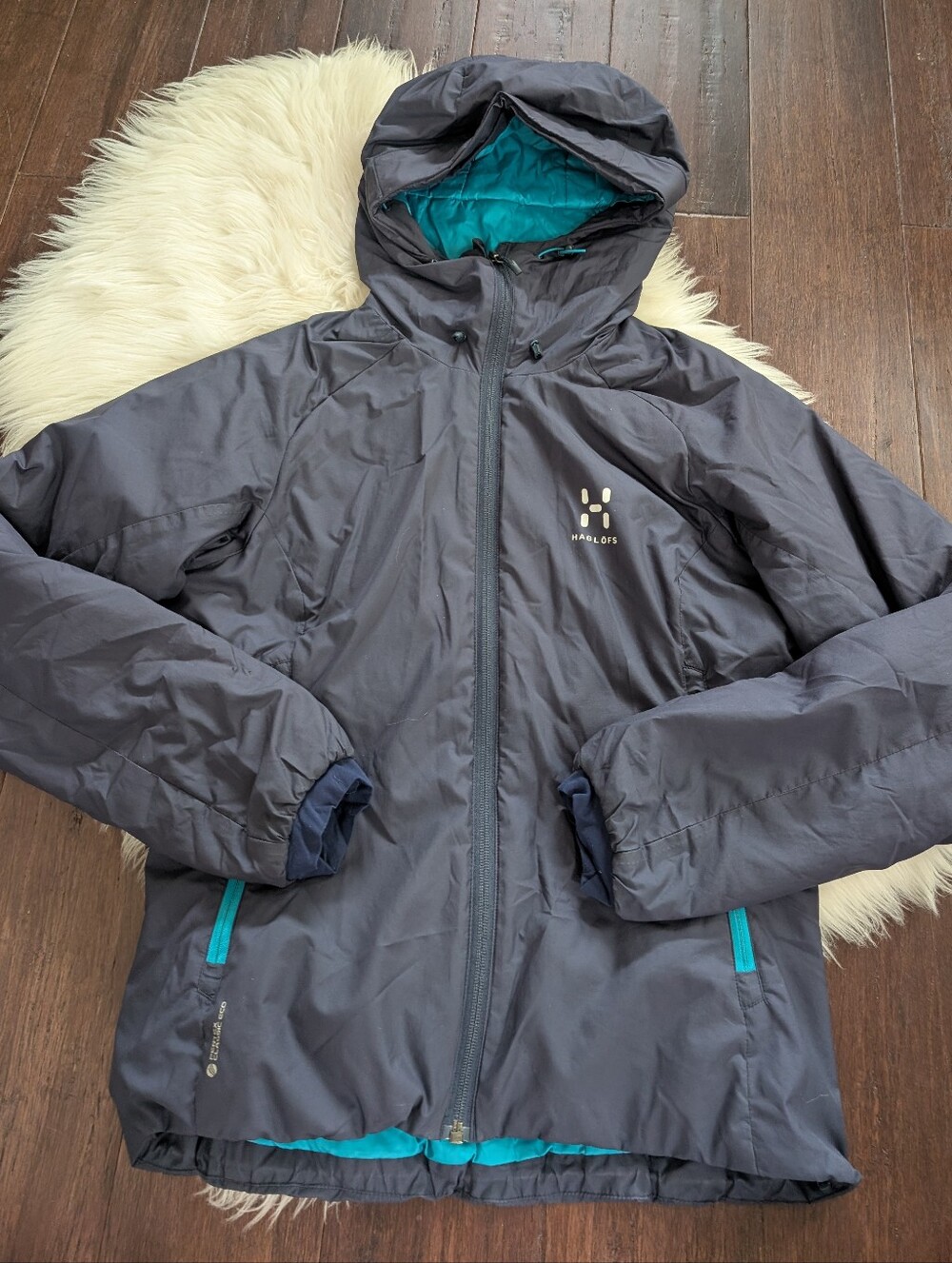 Haglöfs Barrier III Q Gray Insulated Hooded Jacket XS Pertex Classic